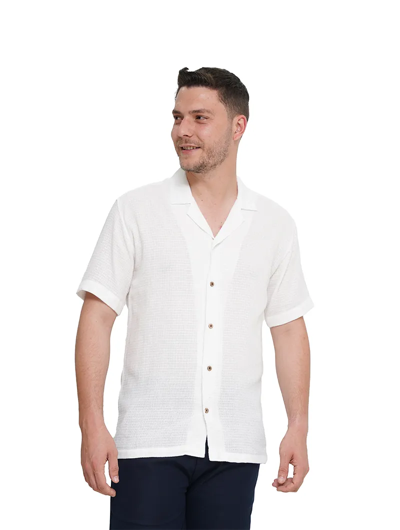 Chemise à manches courtes avec lin